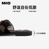 MIO米奥拖鞋女丝绒蝴蝶复古低跟方头外穿度假凉鞋M253131943 商品缩略图4
