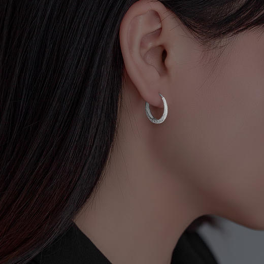 【大女主】925纯银素圈冷淡风闪砂耳环【BF-ES1690】 商品图1