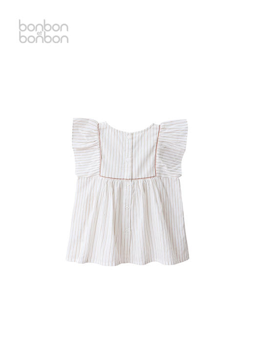 条纹拼接刺绣上衣 商品图1