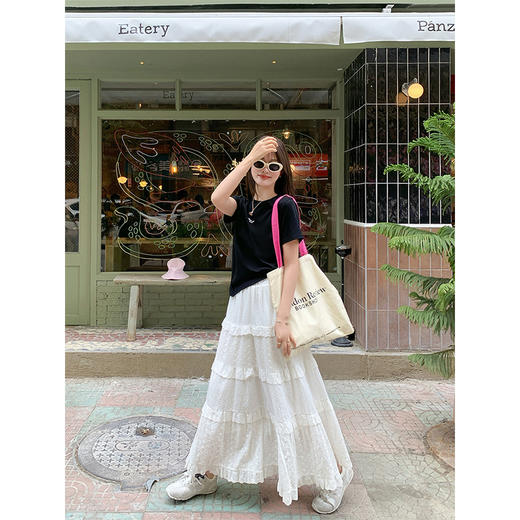 <曾小咸推荐>韩系简约笑脸刺绣正肩短袖T恤 商品图4