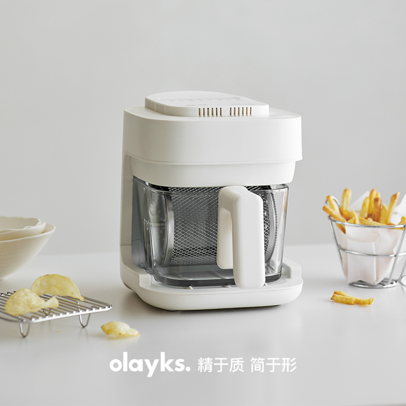olayks立时琉璃匣空气炸锅玻璃家用可视化多功能智能电炸锅免翻面