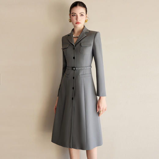 IWY/高端翻领灰色西装连衣裙女时尚干练销售职业裙装通勤工作服Q1284 商品图4