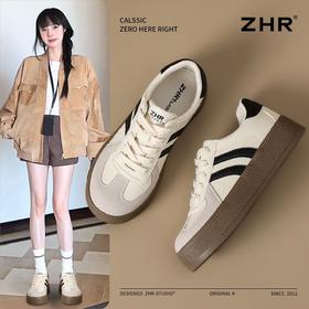 ZHR厚底增高德训鞋女2025春秋新款复古百搭运动休闲鞋超轻便女鞋