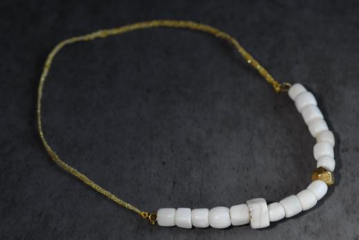 老砗磲桶珠朱砂包金项链 商品图4