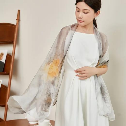 紫宝加密雪纺喷绘桑蚕丝长巾 商品图1