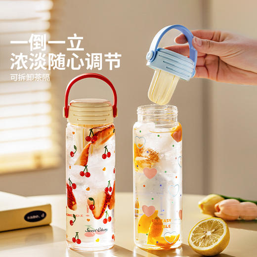 摩登主妇带提手玻璃杯大容量水杯女2025新款杯子高颜值茶水分离杯 商品图1
