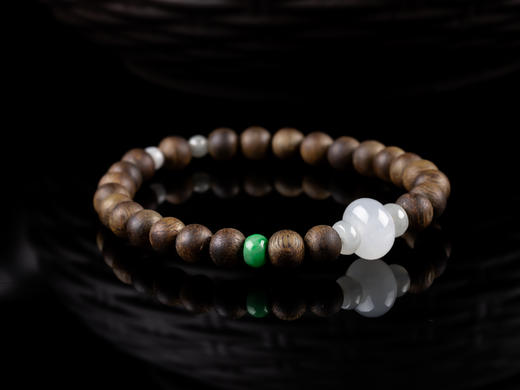 XY0043原创DIY沉香翡翠单圈手串6.3mm 商品图4