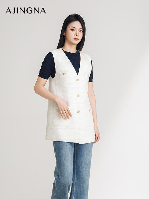 【商场同款】阿菁娜2025春季新款宽松小香风马甲A30C103003 商品图3