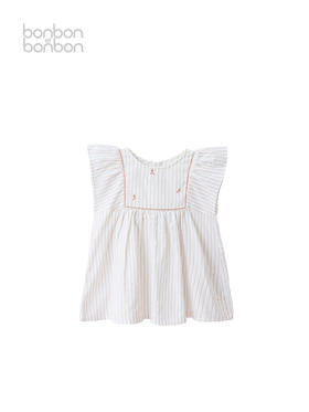 条纹拼接刺绣上衣