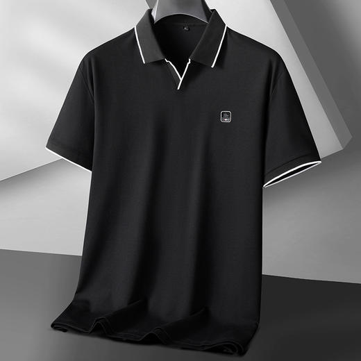 【棉质】【DK】大依优型大码短袖POLO衫小V领胖子宽松大码剪刀领棉质半袖体恤打底衫男加大 商品图1