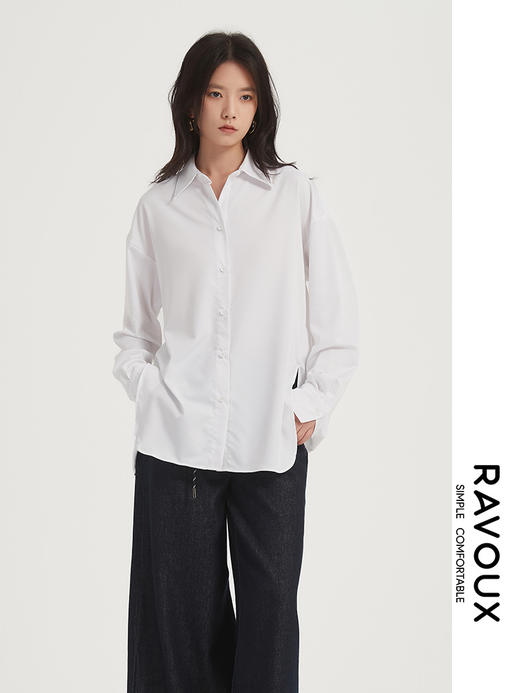 271039911白色侧开叉衬衫 商品图0