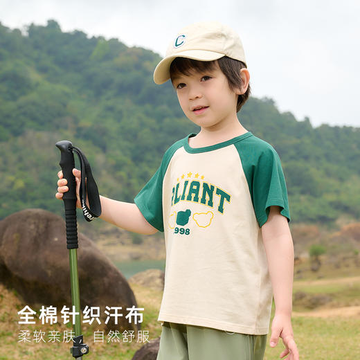 【7A抗菌纯棉】棉花堂2025年夏款美式纯棉复古短袖童装T恤F251117 商品图2