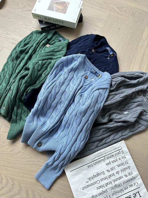 单品包邮现货 THS-无   RL马球 女士源厂尖尾PRL羊毛棉Cable Knit经典圆领女款开衫 5色 BM3202 商品图3