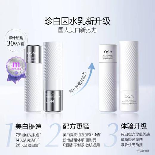 【38女神节特卖】OSM欧诗漫珍白因套装爽肤水乳液晚霜精华5件套美白淡斑补水保湿提亮 商品图1