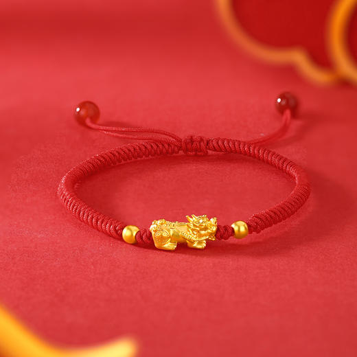 周六福足金招财貔貅玛瑙手绳★ 商品图4