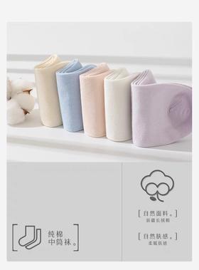 浪莎精梳棉平板女袜MF8373 5双（颜色随机发）