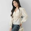 顺丰包邮洛诗琳40711春季气质蕾丝拼接收腰显瘦V领提花上衣53036T 商品缩略图3