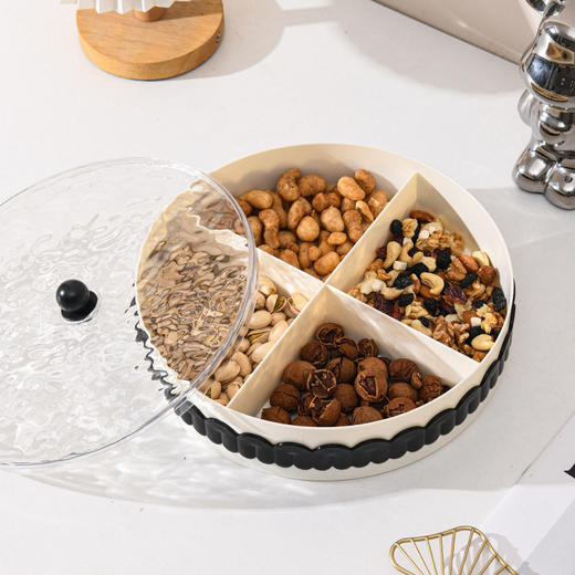 瓜子盘茶几宫格家用四塑料客厅新款糖果盒2024干果盘带盖水果零食 商品图3