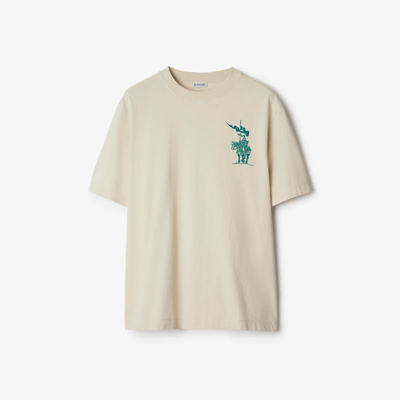 BURBERRY 巴宝莉 男士马术骑士徽标棉质圆领短袖T恤 米色 8102451 B7078