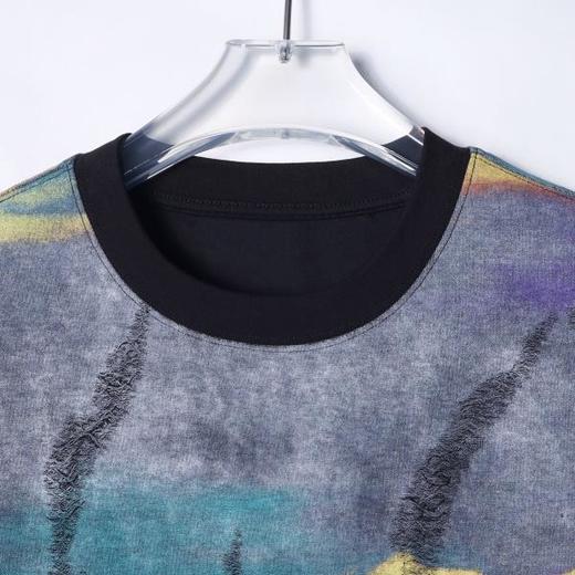 T2675夏季高级感新款美式潮牌彩绘圆领短袖T恤百搭潮流宽松套头上衣 商品图2