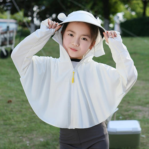 【新款防晒衣！凉感透气，原纱冰丝速干面料】儿童防晒衣夏季新款 黑胶帽檐防紫外线 男女童冰丝原纱 凉感薄防晒服-QQ 商品图9