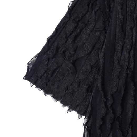 T2642夏季高级感新款美式简约条纹花边褶皱圆领短袖T恤百搭宽松上衣 商品图4