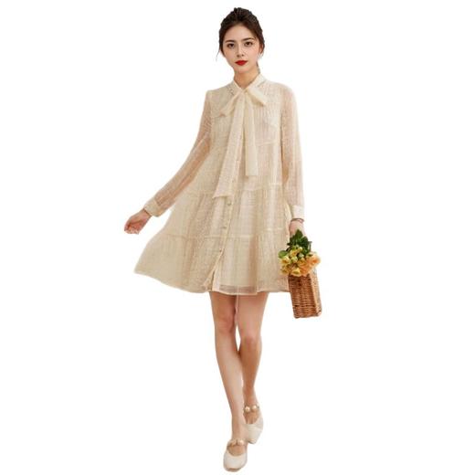 AHM mnm5011系带立领蛋糕裙A型钉珠装饰连衣裙 商品图4