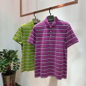 纯棉夏季男装间条翻领短袖恤衫休闲上衣半袖男款  17WD-05
