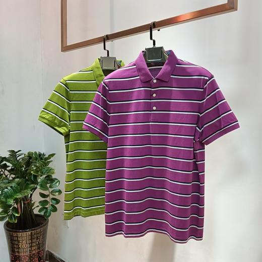 纯棉夏季男装间条翻领短袖恤衫休闲上衣半袖男款  17WD-05 商品图0