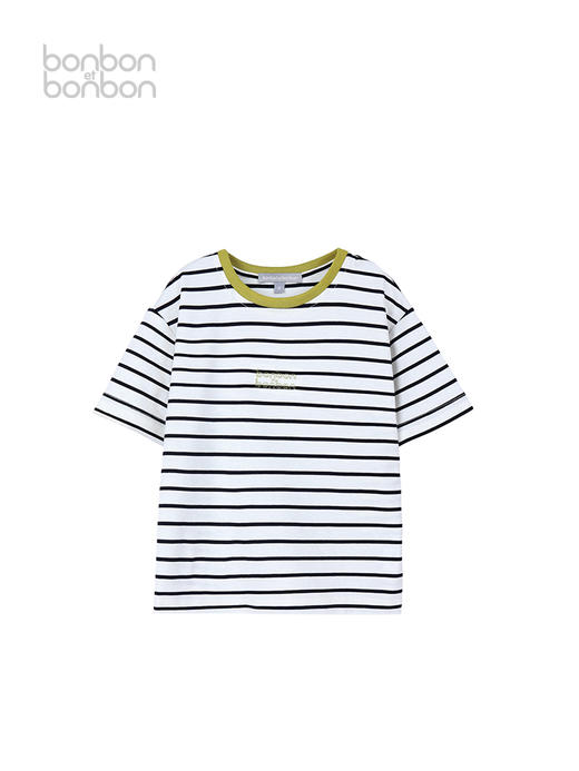 黑白清爽条纹T恤 商品图1