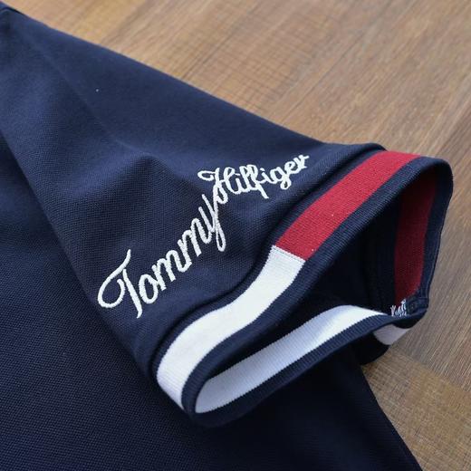 阿汤 珠地棉撞色罗纹袖口刺绣圆领短袖T恤 T-1221 商品图6