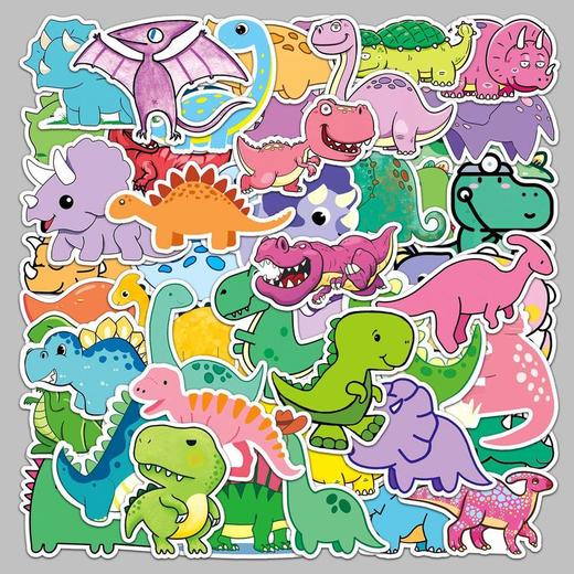 平板贴纸涂鸦装饰电脑滑板可爱卡通防水行李箱水杯50恐龙张小贴纸 商品图1