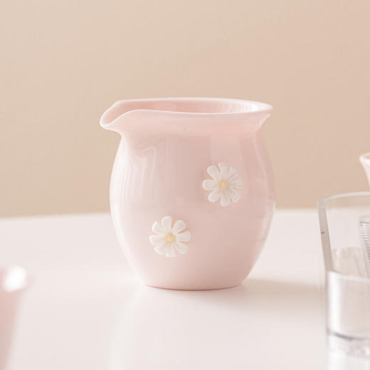 功夫茶具茶海茶器公杯家用纯手工陶瓷分捏花杯桃粉单个高颜值公道 商品图1