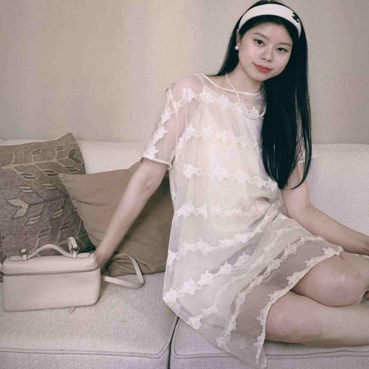 顺丰包邮洛诗琳40505夏季新款轻盈仙气小A摆真丝绣花连衣裙0798 商品图0