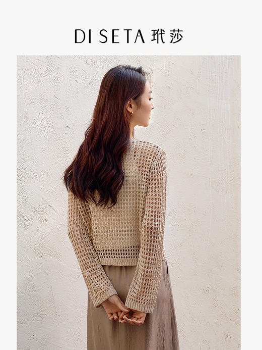 玳莎镂空机理套头针织衫春季新款时尚透视设计感小众圆领上衣2005 FA33308 商品图2