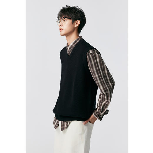 棉仓356804014-微宽松全棉色织格纹翻领长袖衬衫 商品图3