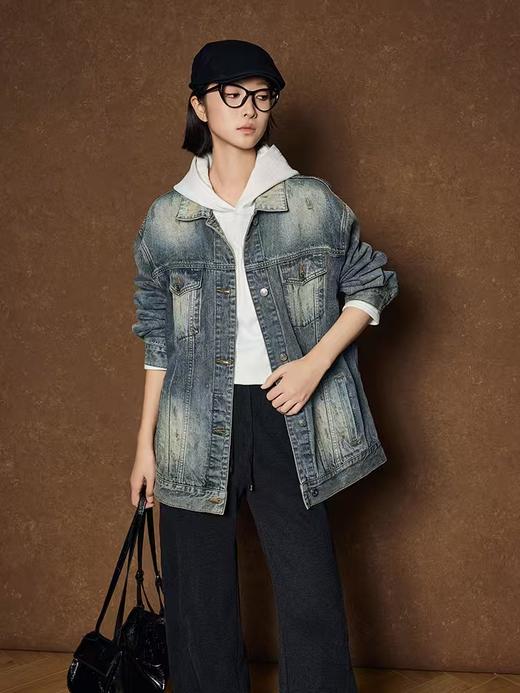 美洋同款高光继承者磨毛做旧牛仔外套 商品图11