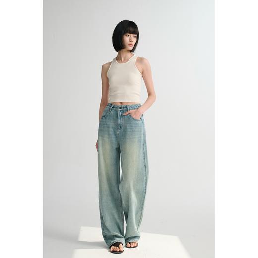 MAISON CECILE 做旧水洗/重磅复古宽松男友风阔腿牛仔裤 商品图0