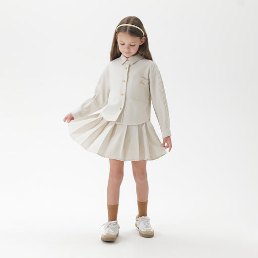马克珍妮女童文艺学院衬衫短裙2件套 儿童套装2025春装新款250161 商品图1