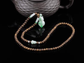 XY0080原创沉香DIY翡翠珠链飘绿葫芦挂件