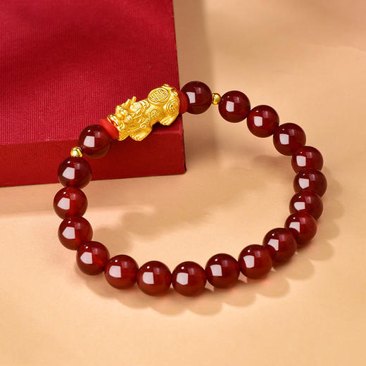【品牌直发】周六福 925银红玛瑙貔貅手串 商品图5