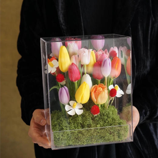 《缤纷春日》19枝郁金香透视花盒 商品图4