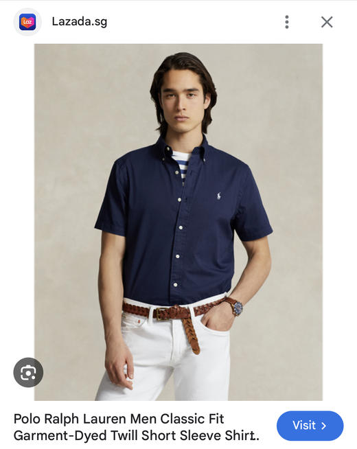 R.L 小馬全棉洗水 短袖衬衫 TX391 商品图0