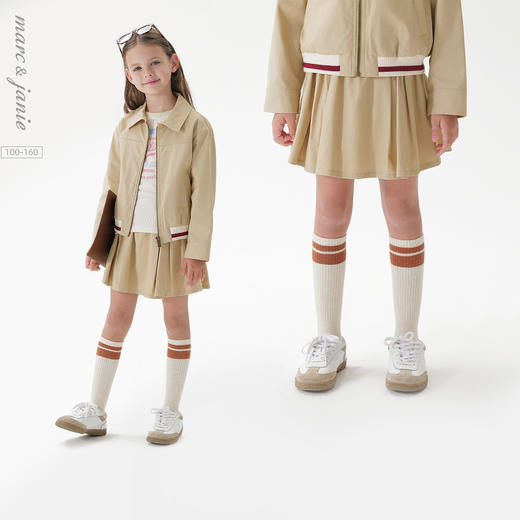 马克珍妮女童美式复古百褶短裙 儿童半身裙2025年春装新款250129 商品图0