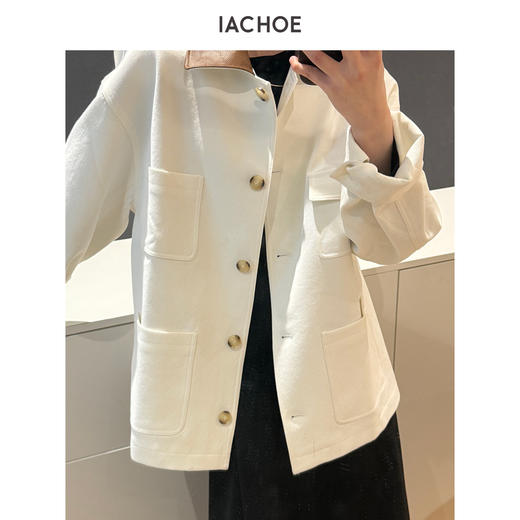 棉仓3621507005-IACHOE白色巴恩风外套 商品图2