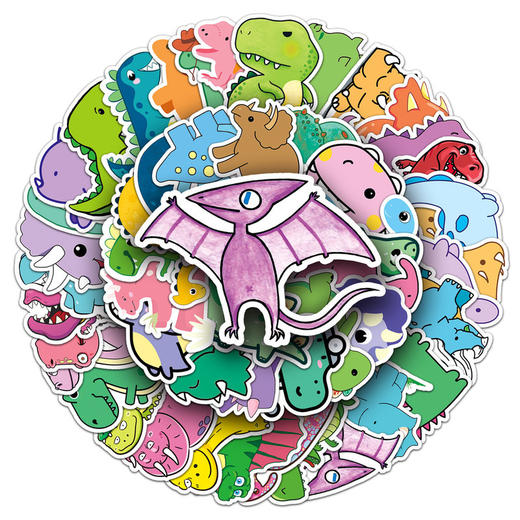 平板贴纸涂鸦装饰电脑滑板可爱卡通防水行李箱水杯50恐龙张小贴纸 商品图4