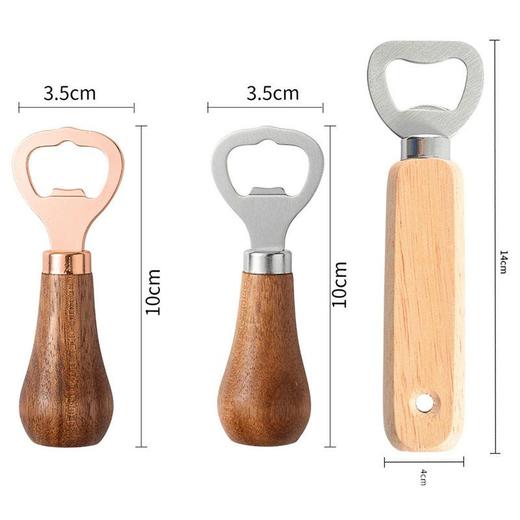 实木开盖器式创意玫瑰开瓶器不锈钢木家用柄相思金立啤酒启瓶器具 商品图1