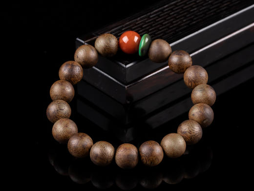 XY0041原创沉香DIY南红绿松单圈手串 商品图2