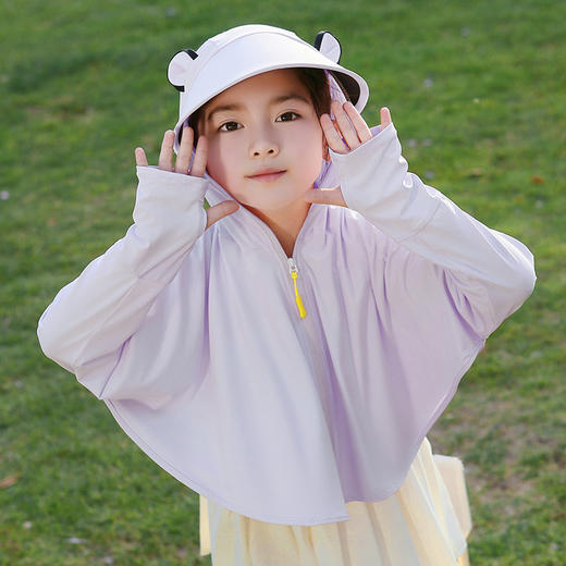 【新款防晒衣！凉感透气，原纱冰丝速干面料】儿童防晒衣夏季新款 黑胶帽檐防紫外线 男女童冰丝原纱 凉感薄防晒服-QQ 商品图4
