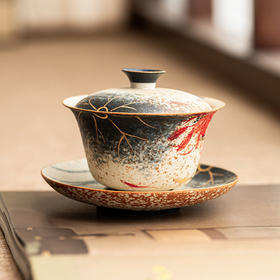 描金工厂青花茶碗锦鲤红火石泡三才盖碗荷韵功夫茶具手绘茶杯陶瓷